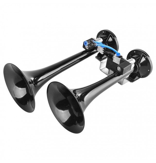 Claxon Camion Negru Metalic Cu 2 Goarne, Melodic, 24V 1A