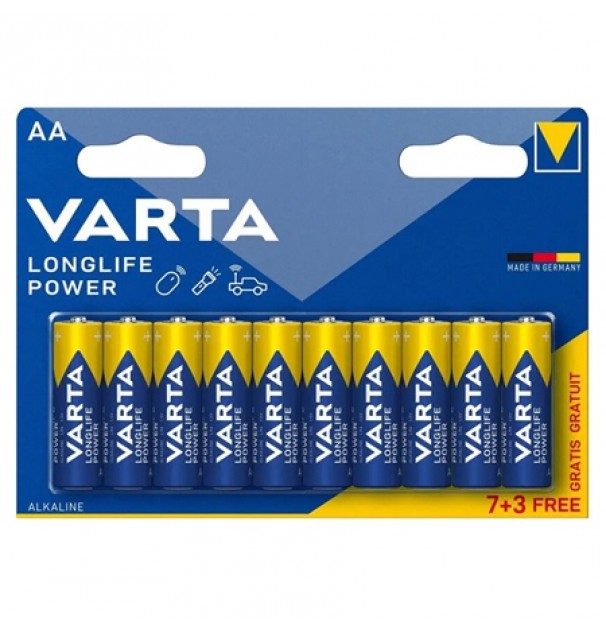 10 Baterii Alcaline Lr06 Longlife Power Varta