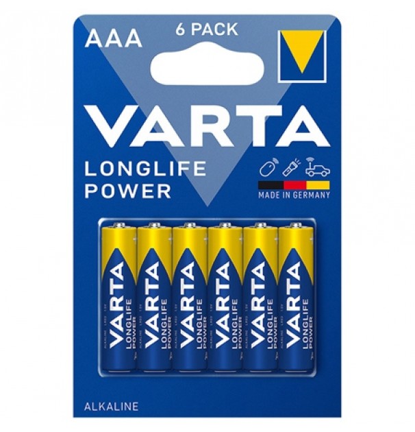 6 Baterii Alcaline Lr03 Longlife Power Varta