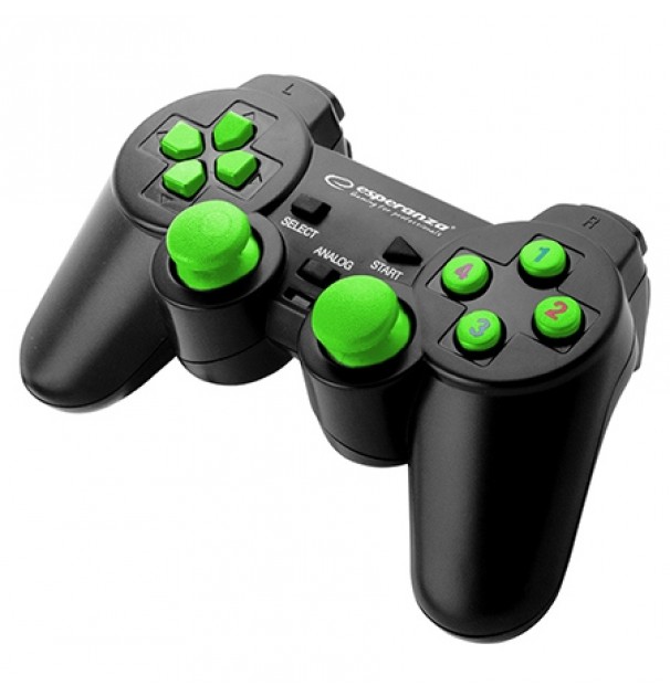 Controller Gaming Gamepad Usb Warrior Black/green Esperanza