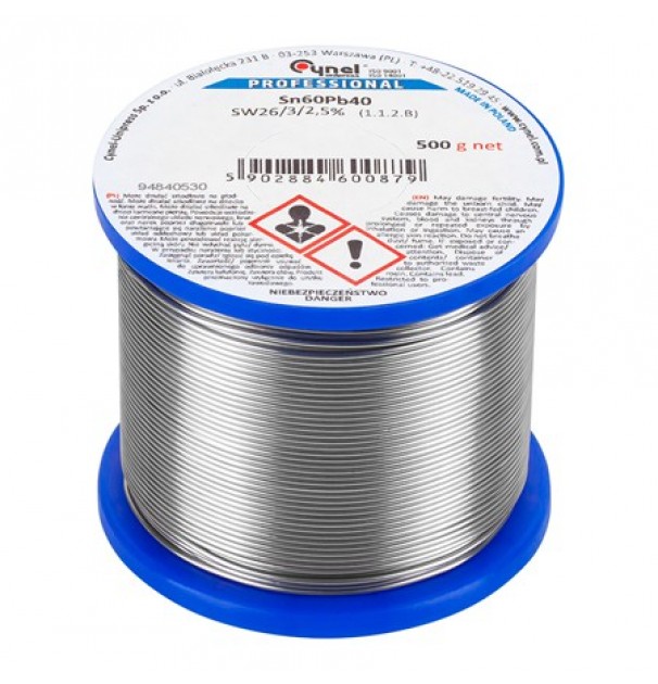 Rola Fludor Sn60pb40 Cynel 3.0mm 500g