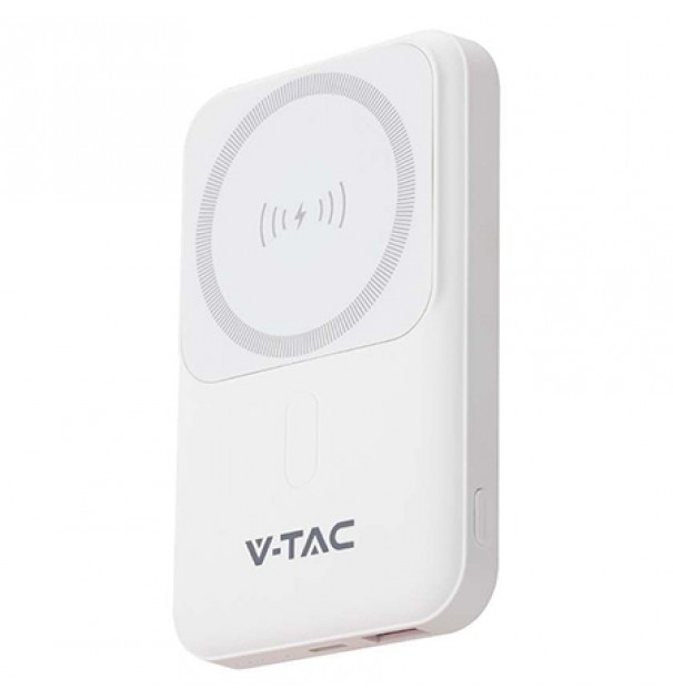 Power Bank 10000mah Cu Inel Magnetic Incarcare Wireless - Alb