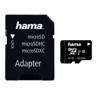 Card de memorie HAMA microSDXC 64GB + adaptor, clasa 10 UHS-I, 80MBs