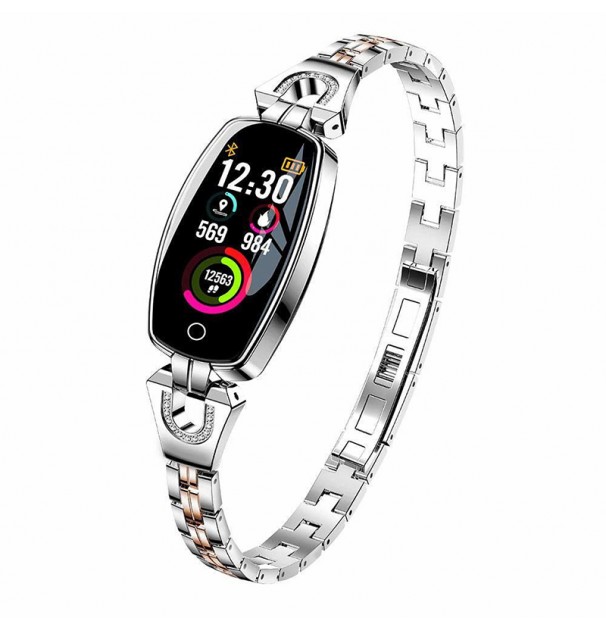 Ceas Smartwatch H8, Bratara fitness smart, Monitorizare Ritm Cardiac, Fitness Tracker, Argintiu