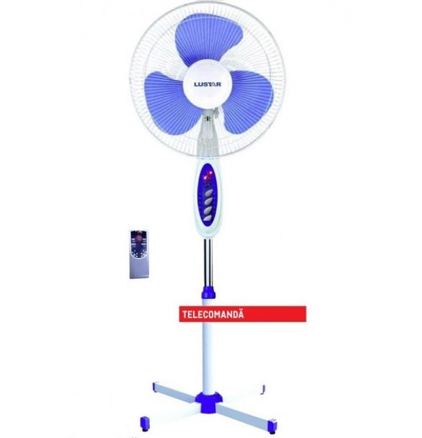 Ventilator Lustar cu picior si telecomanda, 3 trepte de viteza, functie oscilare, diametru 40 cm