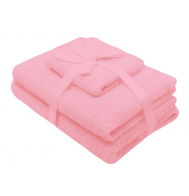 Set Prosoape 3 Piese 500 Gsm (Fata, Maini, Corp) Roz, Somnart