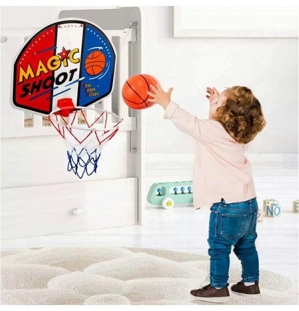 Set Mini Pentru Copii, Cos De Basket + Minge + Pompa, Pentru Activitati In Aer Liber Sau Interior