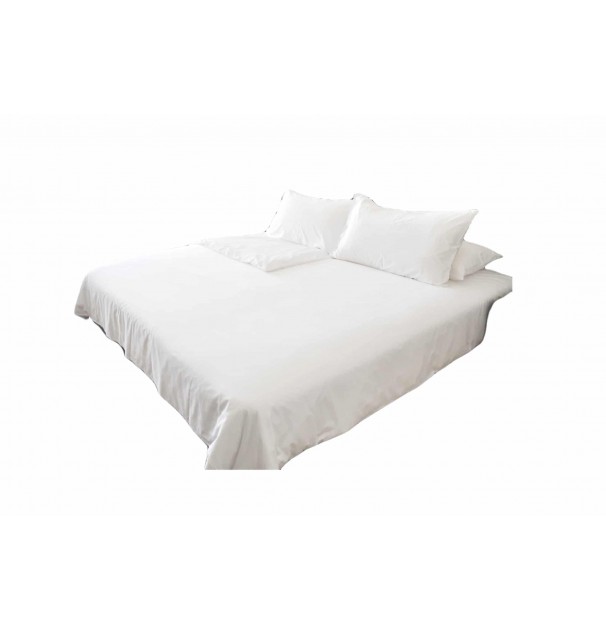 Lenjerie Pat Bumbac Alb Ranforce Somnart, Hotel, Pat Doua Persoane