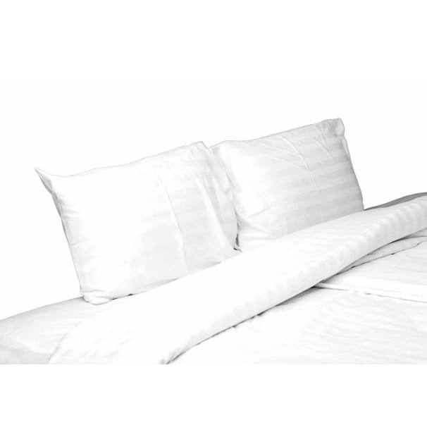 Set Lenjerie De Pat Alba Pentru 2 Persoane Xxl, Bumbac Damasc 100%, 4 Piese, Cearceaf Pat 260X260, Cearceaf Pilota 220X200, Fete De Perne 50X70 X 2
