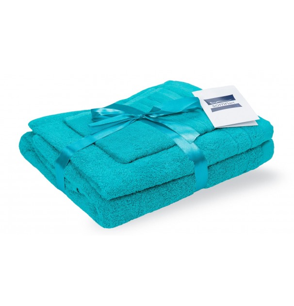 Set Prosoape Bumbac Somnart 400Gsm De Fata 50X90 Cm + De Corp 70X140 + De Maini 30X50 Cm, Turcoaz