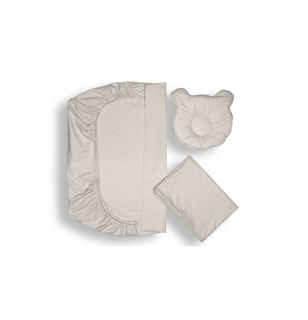 Set Lenjerie Patut + Pernuta Pentru Formarea Capului Bebelusului Somnart, Bumbac Egiptean, 60X120 Cm, Gri Deschis