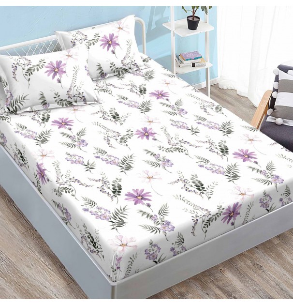Husa De Pat Finet Lila + 2 Fete De Perna, Pentru Saltea De 180X200 Cm