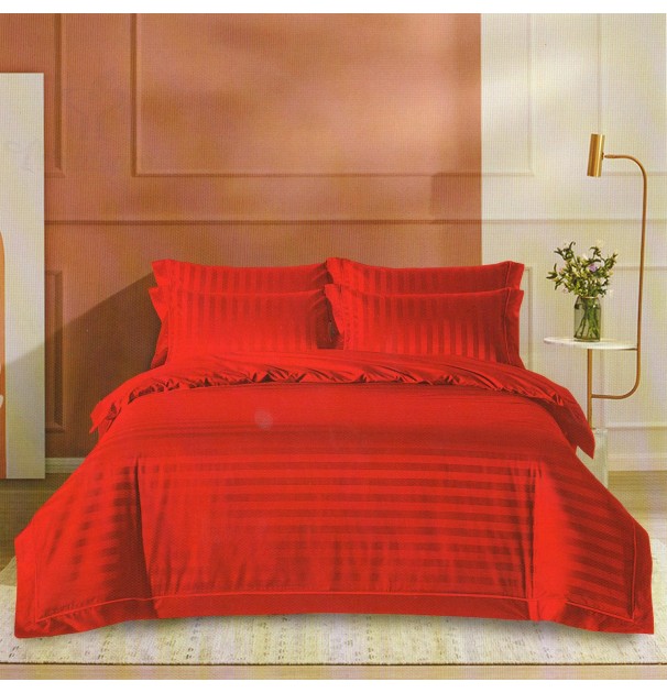 Set Lenjerie De Pat Pentru 2 Persoane Xxl, Bumbac Damasc Policotton, 4 Piese, Cearceaf Pat 230X260, Cearceaf Pilota 230X200, Fete De Perne 50X70 X 2, Coral