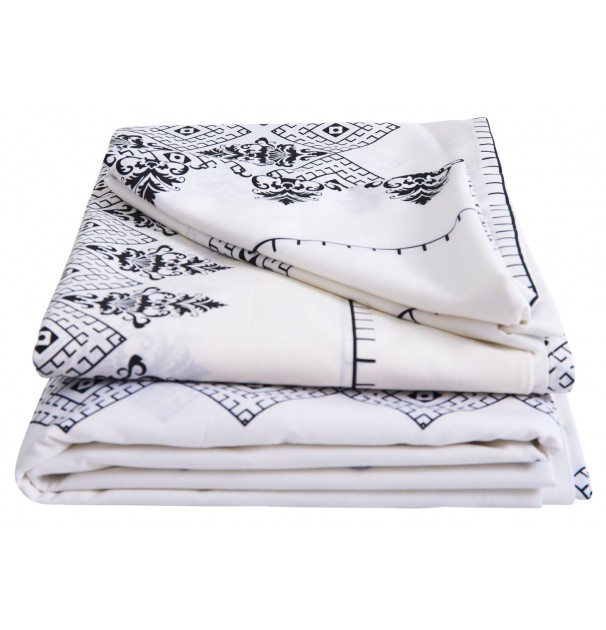 Lenjerie De Pat Bumbac Polycotton, Somnart, Pentru Pat De 2 Persoane Xxl (2 Fete Perne 50X70, Cearceaf Pat 240X260, Cearceaf Pilota 220X200), Afrodita