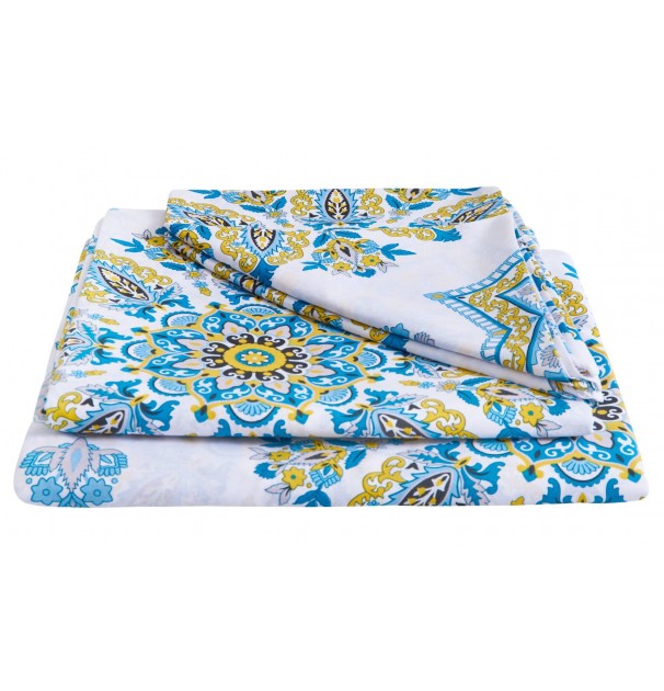 Lenjerie De Pat Bumbac Polycotton, Somnart, Pentru Pat De 2 Persoane Xxl (2 Fete Perne 50X70, Cearceaf Pat 240X260, Cearceaf Pilota 220X200), Armonia