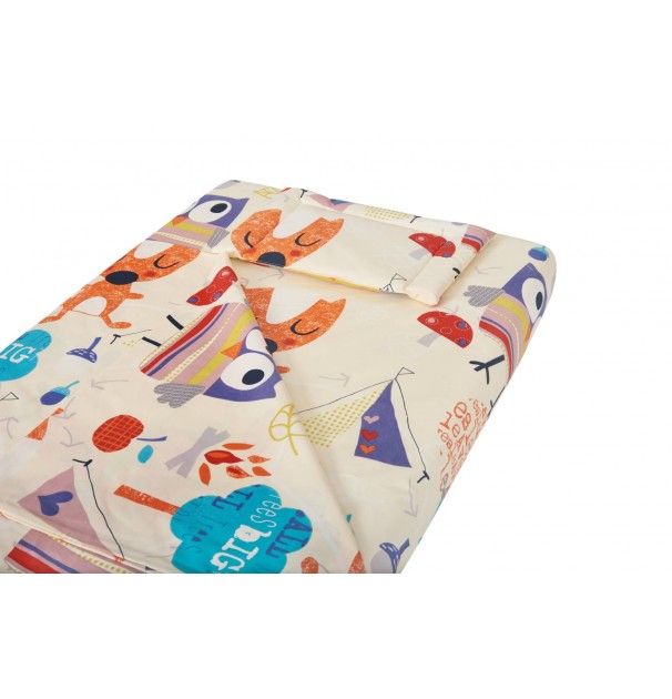 Lenjerie Patut Bebe, Somnart, Cearceaf Pat 60X120X10 Cu Elastic, Cearceaf Pilota 80X110, Perna Joasa 20X35, Bufnite Mari