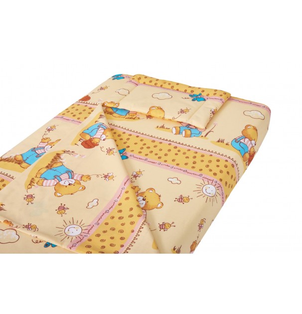Lenjerie Patut Bebe, Somnart, Cearceaf Pat 60X120X10 Cu Elastic, Cearceaf Pilota 80X110, Perna Joasa 20X35, Honey