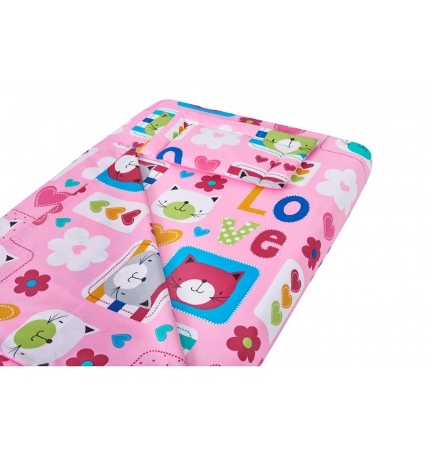 Lenjerie Patut Bebe, Somnart, Cearceaf Pat 60X120X10 Cu Elastic, Cearceaf Pilota 80X110, Perna Joasa 20X35, Pisicute