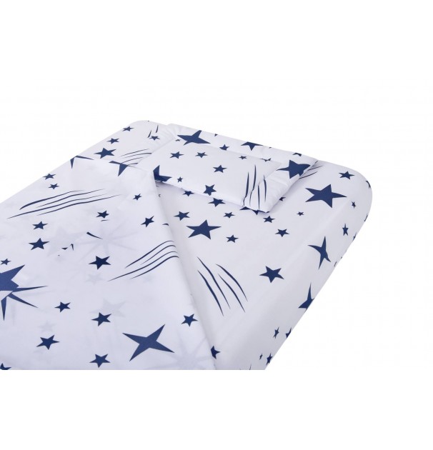 Lenjerie Patut Bebe, Somnart, Cearceaf Pat 60X120X10 Cu Elastic, Cearceaf Pilota 80X110, Perna Joasa 20X35, Stelute