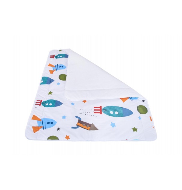 Patura Impermeabila Bebe, Bumbac Frotir, Somnart, 100X110 Cm, Rachete