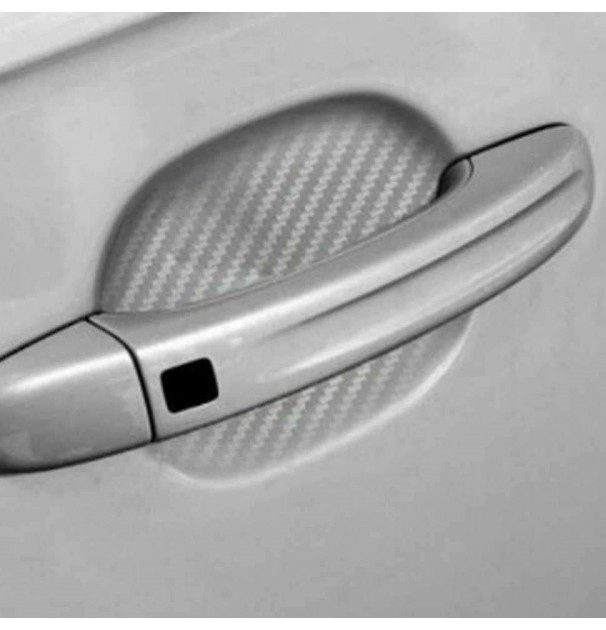 Set 4 Bucati Protectie Zgarieturi Manere Usa Din Autocolant Carbon 3D Argintiu