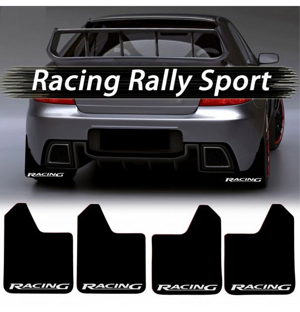 Set 4 Aparatori Noroi Sport Din Cauciuc Pentru Autoturisme, Universale,  Model Racing, Dimensiune 30 X 23Cm