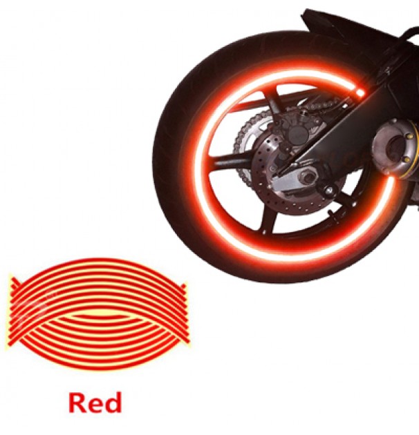 Set 16 Ornamente Reflectorizante Pentru Jante Auto, Moto, Culoare Rosie