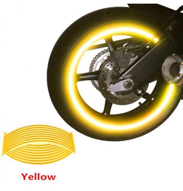 Set 16 Ornamente Reflectorizante Pentru Jante Auto, Moto, Culoare Galben