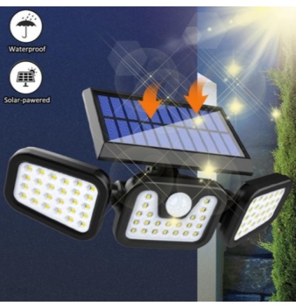 Lampa Solara Led, Reglabila, Model Trio, Cu Senzor Crepuscular Si Senzor De Miscare