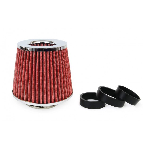 Filtru De Aer Conic Rosu + Chrome  Cu 3 Adaptoare