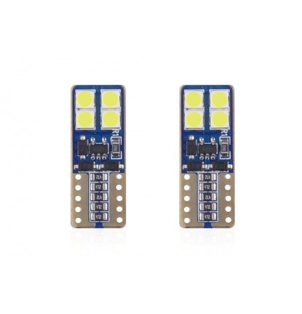 Set Becuri Auto Cu Led Canbus Compatibil T10E W5W 8 Smd Alb 12/24V, Destinat Competitiilor Auto Sau Off-Road