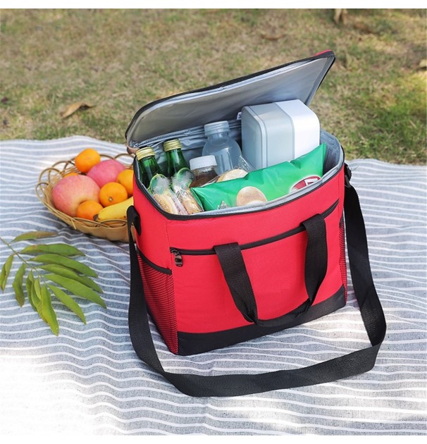 Geanta Termoizolanta Pentru Picnic Sau Plaja, Capacitate 16L, Culoare Rosie