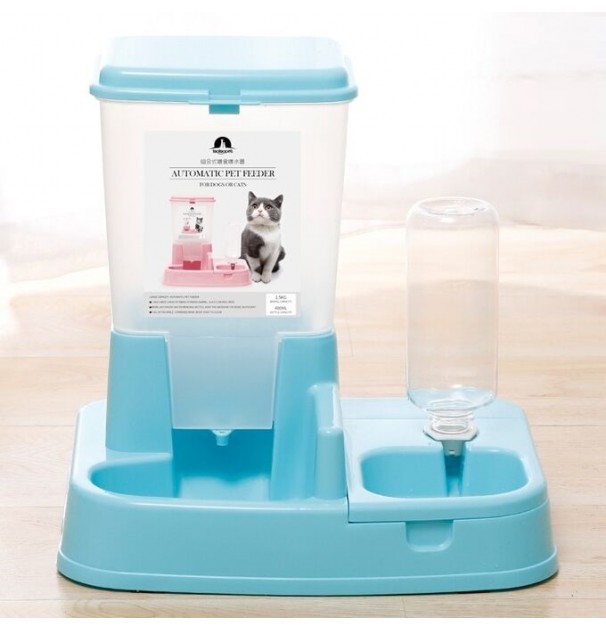 Distribuitor De Alimente Si Apa Pentru Animale, 2In1, Culoare Albastru