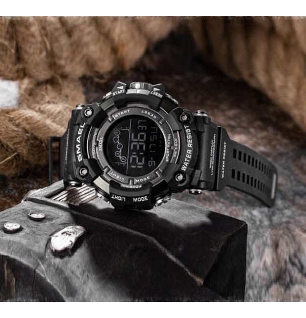 Ceas Militar Pentru Barbati, Smael, Impermeabil, Afisaj Led, Culoare Negru