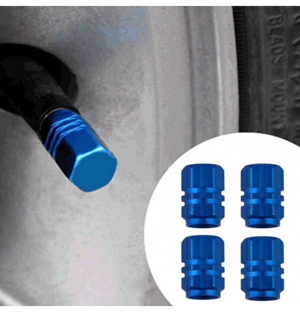 Set Capacele Auto Pentru Ventil Hexagon Albastru 4 Buc
