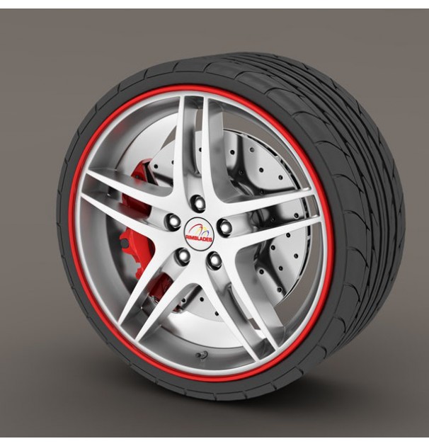 Set Protectie Jante, Calitate Premium, 4 Inele Din Plastic, Culoare Rosu