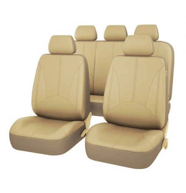 Set 11 Huse Scaun Auto Universale Din Piele Ecologica Bej, Ag338F
