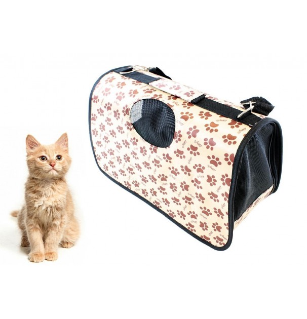 Geanta De Transport Pentru Caine Sau Pisica - Alb/Maro Ag644C