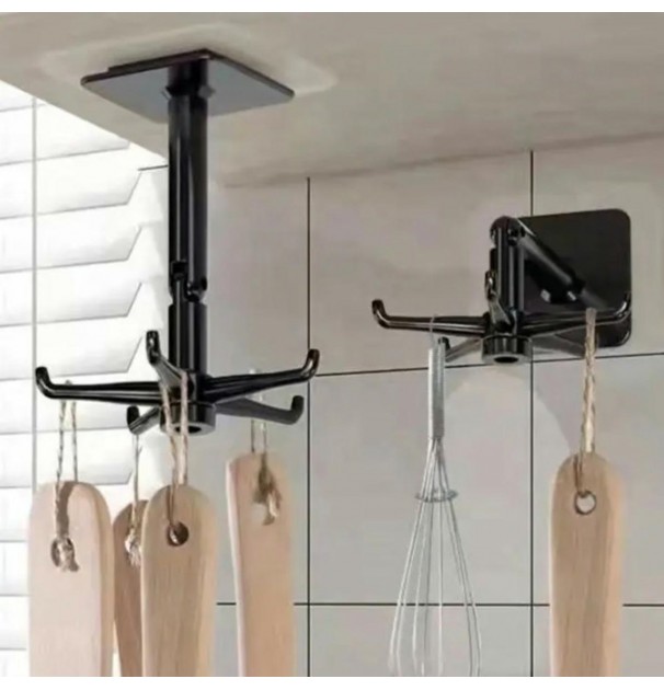 Umeras Rotativ De Bucatarie Cu 6 Carlige, Material Abs, Lungime 11 Cm, Culoare Negru