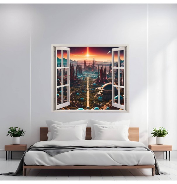 Folie Imprimata Color Pentru Decor Perete Locuinta, Dimensiune 125 X 110Cm, Model: View To Haven 02