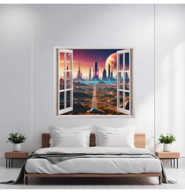 Folie Imprimata Color Pentru Decor Perete Locuinta, Dimensiune 125 X 110Cm, Model: View To Haven 03