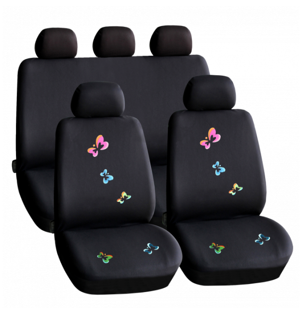 Set Huse Scaun Auto Ieftine, Universale 9 Piese, Model Butterfly