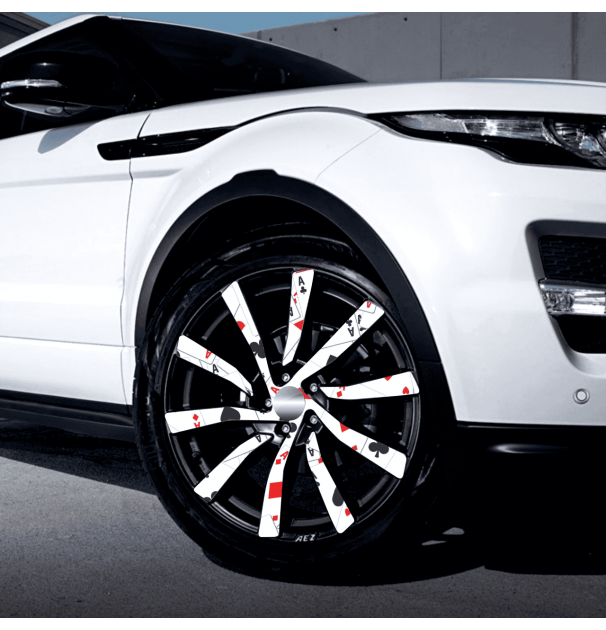 Set 4 Folii Imprimate Outdoor Cu Ecosolvent, Autoadezive, Pentru Decorarea Jantelor Auto, Dimetru 60 Cm, Model Fjt-01