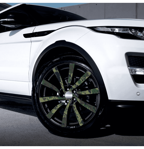 Set 4 Folii Imprimate Outdoor Cu Ecosolvent, Autoadezive, Pentru Decorarea Jantelor Auto, Dimetru 60 Cm, Model Fjt-07