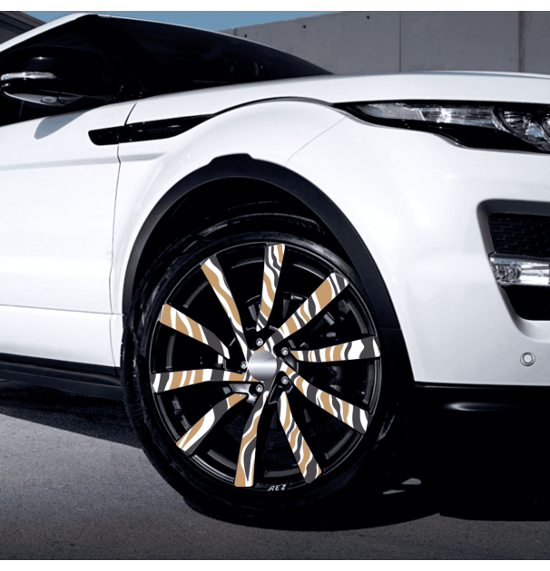 Set 4 Folii Imprimate Outdoor Cu Ecosolvent, Autoadezive, Pentru Decorarea Jantelor Auto, Dimetru 60 Cm, Model Fjt-14