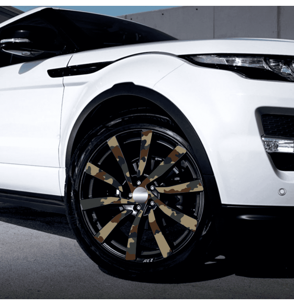 Set 4 Folii Imprimate Outdoor Cu Ecosolvent, Autoadezive, Pentru Decorarea Jantelor Auto, Dimetru 60 Cm, Model Fjt-27