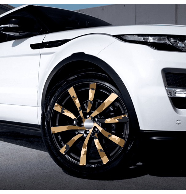 Set 4 Folii Imprimate Outdoor Cu Ecosolvent, Autoadezive, Pentru Decorarea Jantelor Auto, Dimetru 60 Cm, Model Fjt-28