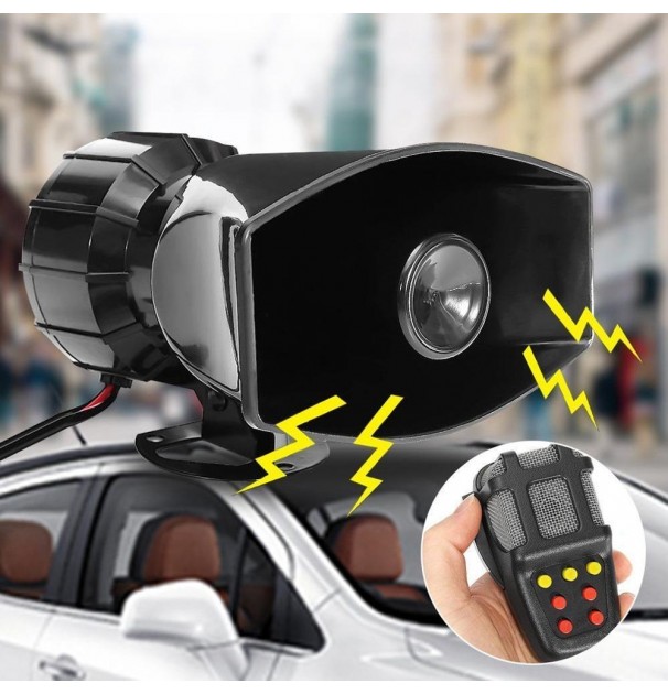 Sirena Profesionala Cu 5 Tonuri Si Microfon, Putere 100W, Alimentare 12V