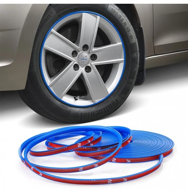 Inele De Protectie Si Decor Jante, Adezive, Din Plastic Flexibil - Albastru