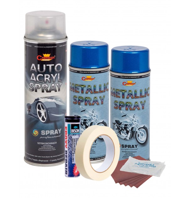Kit Complet Reparatie Si Vopsire Jante Culoare Albastru Metalizat, V2